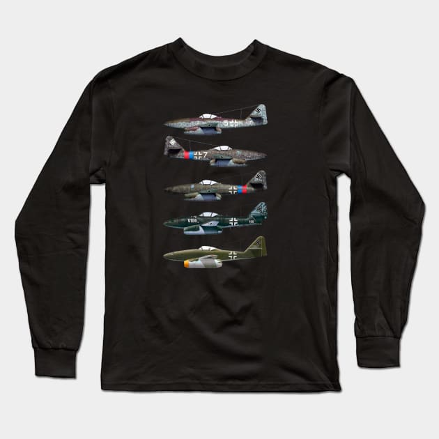 Messerschmitt Me 262 Schwalbe WW2 Jet Fighter Long Sleeve T-Shirt by Jose Luiz Filho